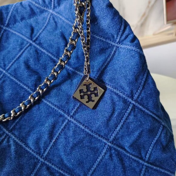 Tory Burch Fleming Soft Denim Drawstring Bag - Picture 4 of 7